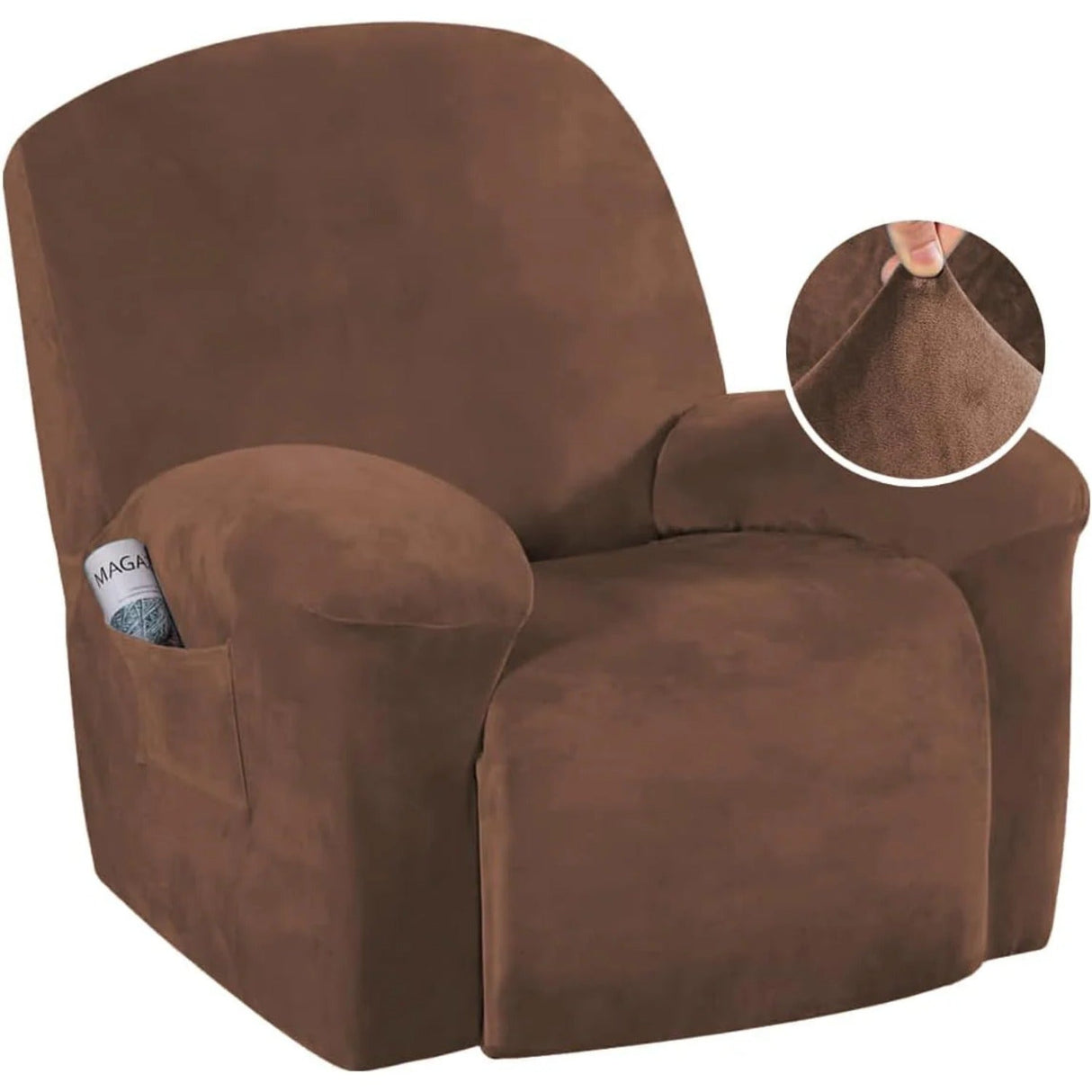 Velvet Plush Slip Covers for Recliners with Arms 1-Piece Stretch Recliner