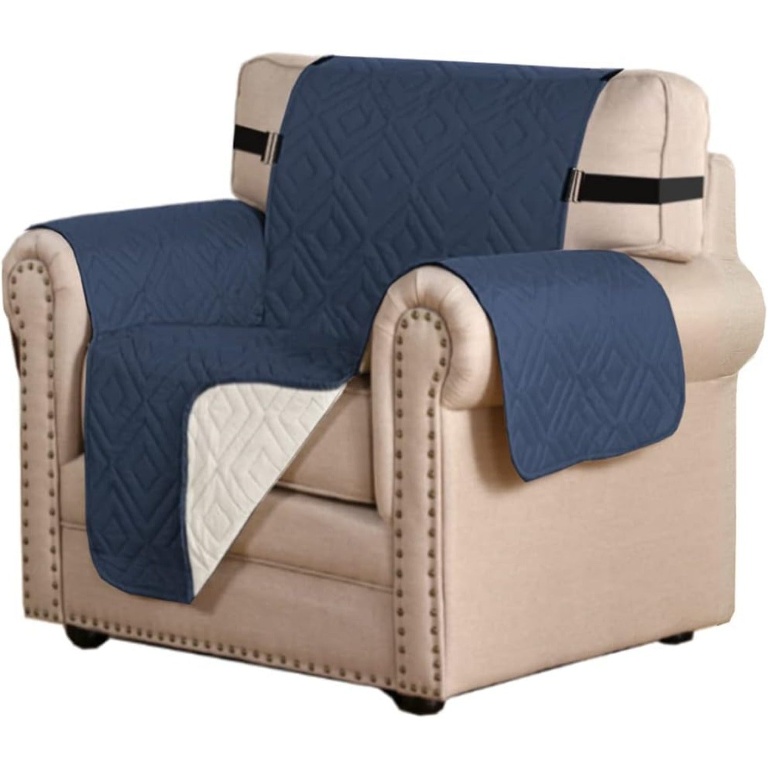 Reversible Furniture Protector Anti-Slip Water Resistant 2" Elastic Straps Couch Covers