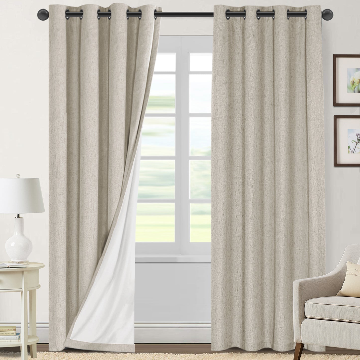 100% Blackout Faux Linen Curtains
