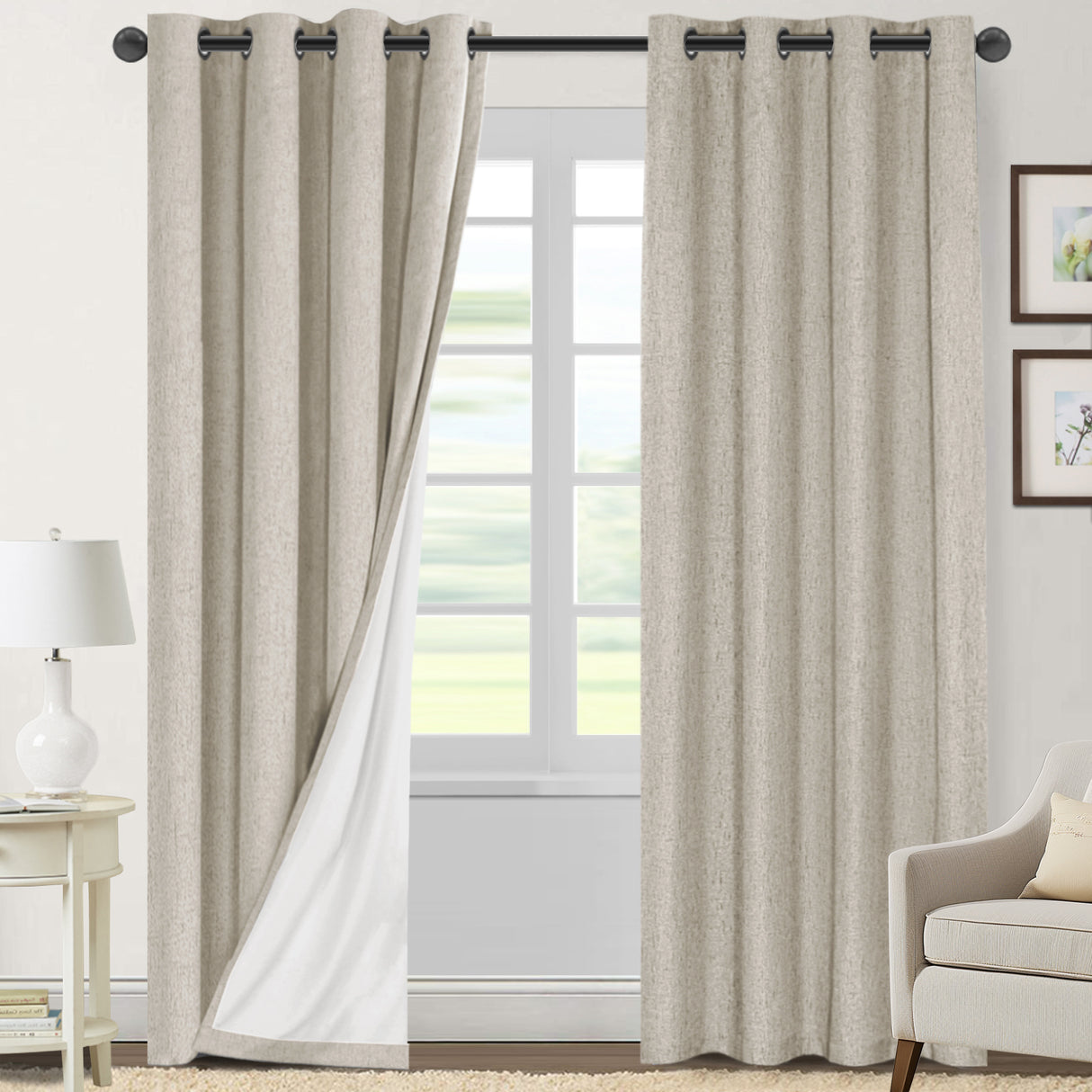 Tessalyn 100% Blackout Faux Linen Curtains