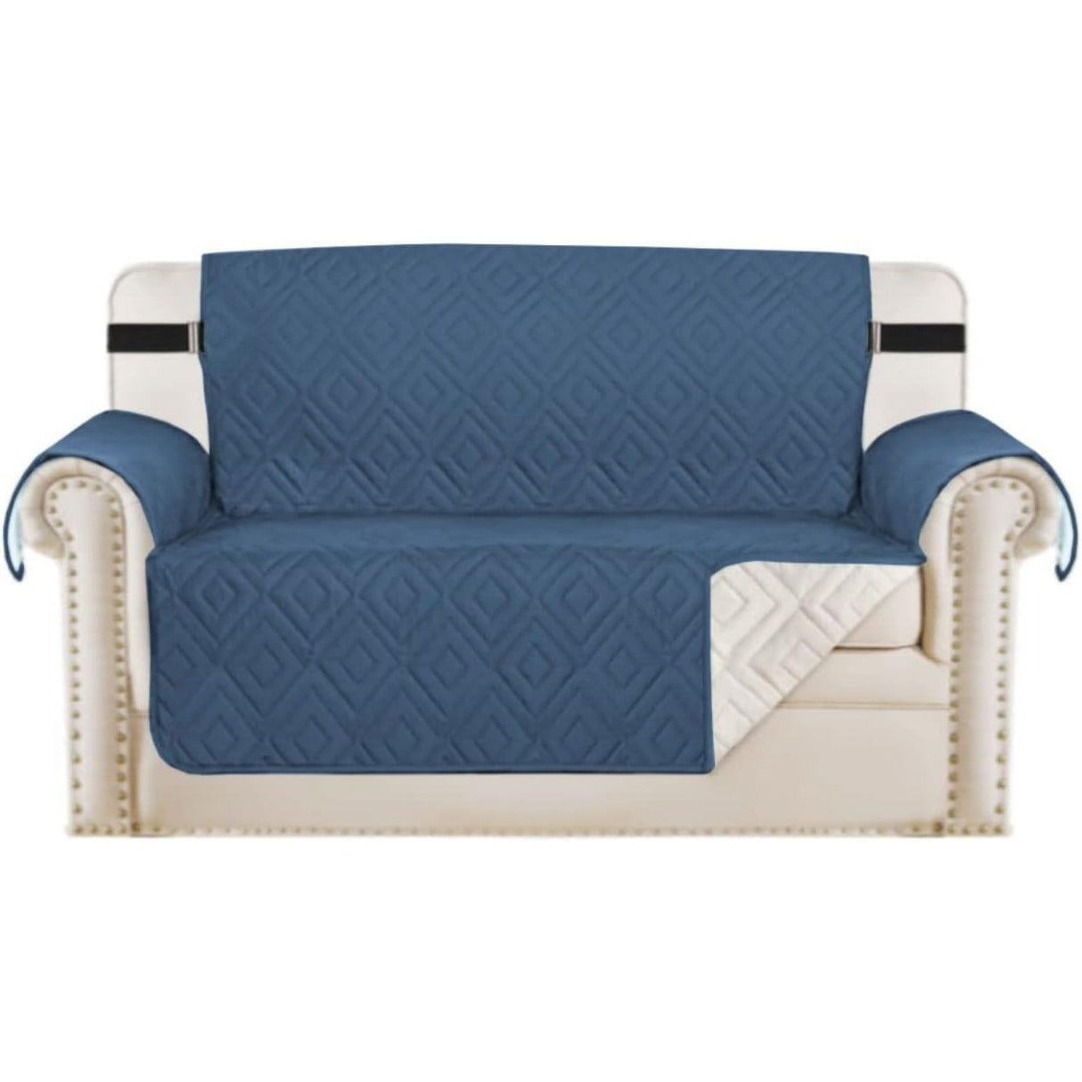 Reversible Furniture Protector Anti-Slip Water Resistant 2" Elastic Straps Couch Covers