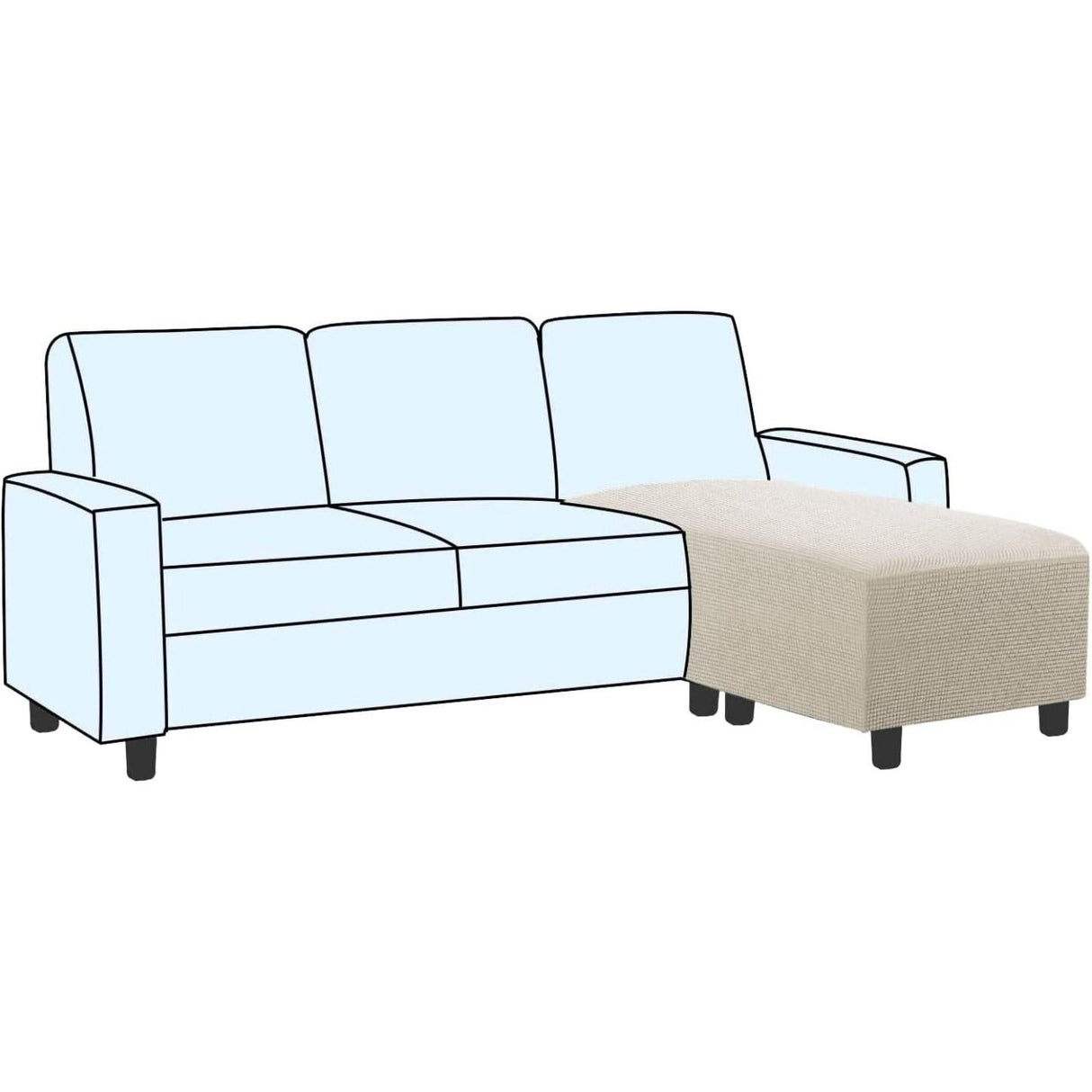 Ottoman Cover Slipcover Rectangle Fit Length Footrest Sofa Slipcovers Stool Cover