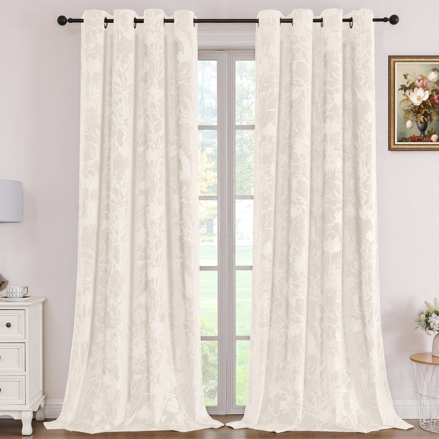 Printed Lotus Seedpod Velvet Curtains