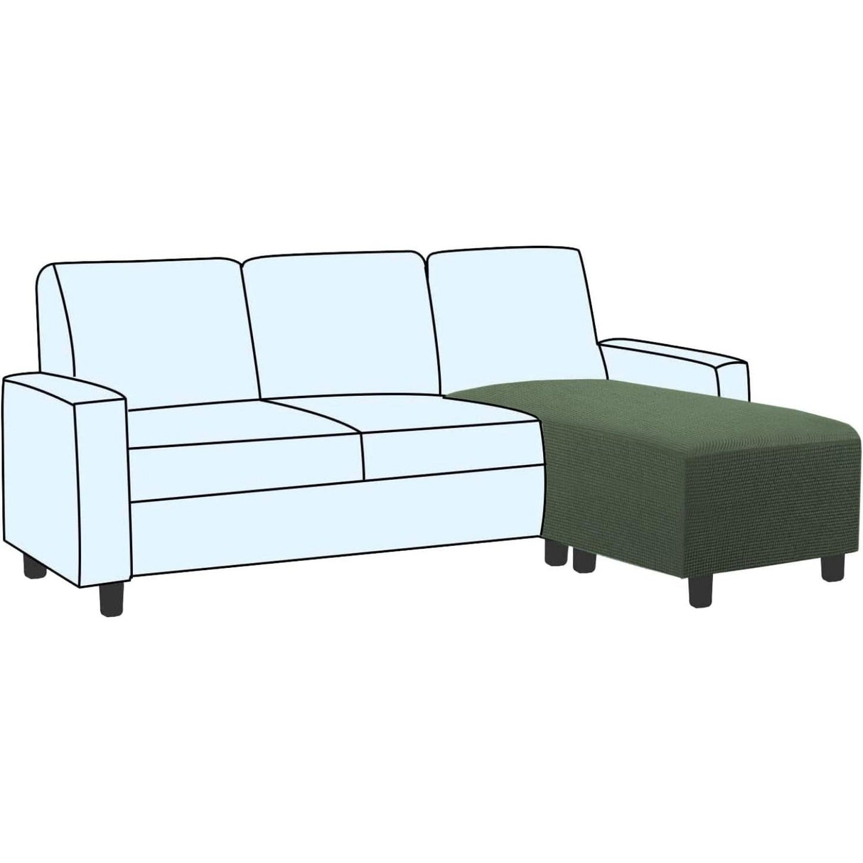 Ottoman Cover Slipcover Rectangle Fit Length Footrest Sofa Slipcovers Stool Cover