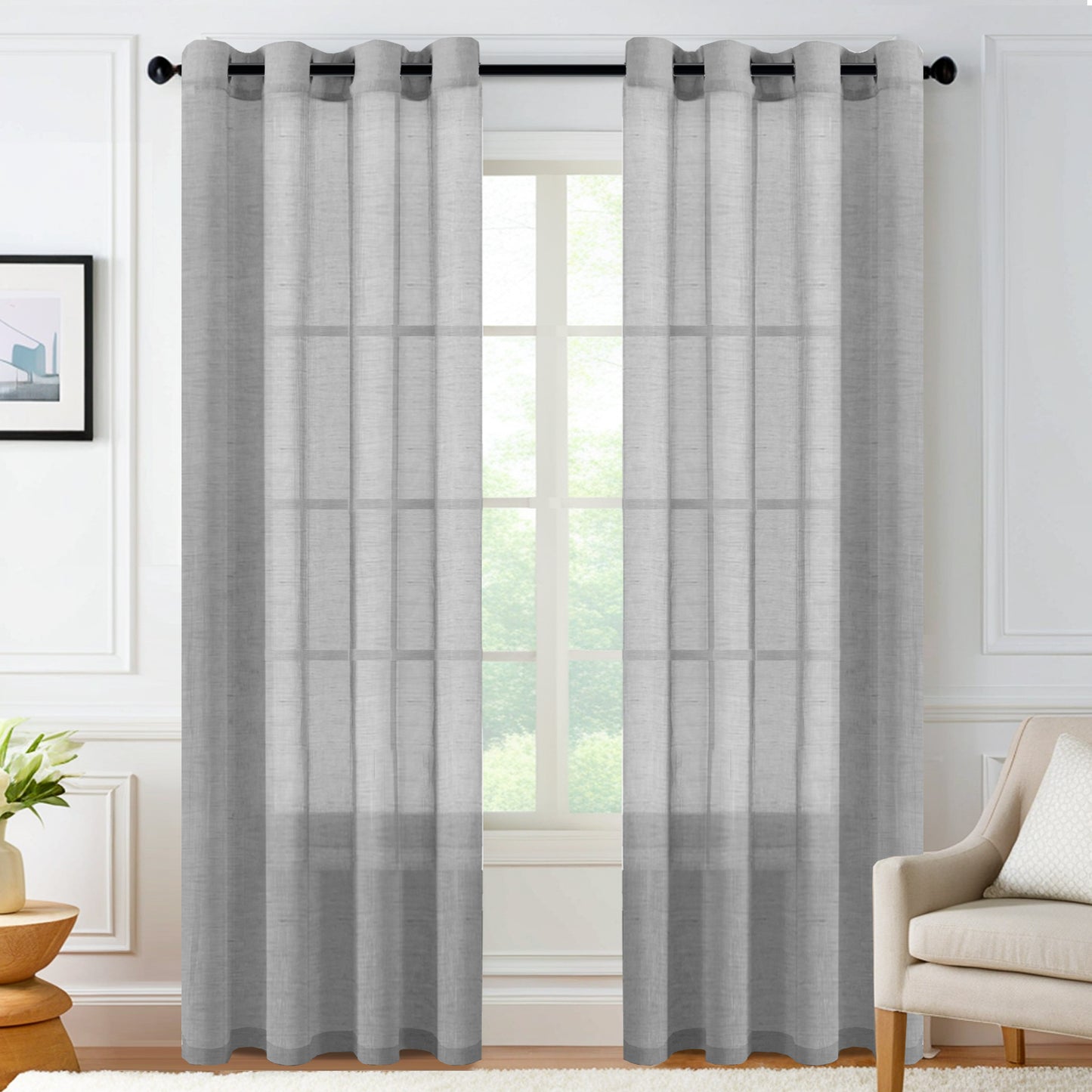 Faux Linen Sheer curtain