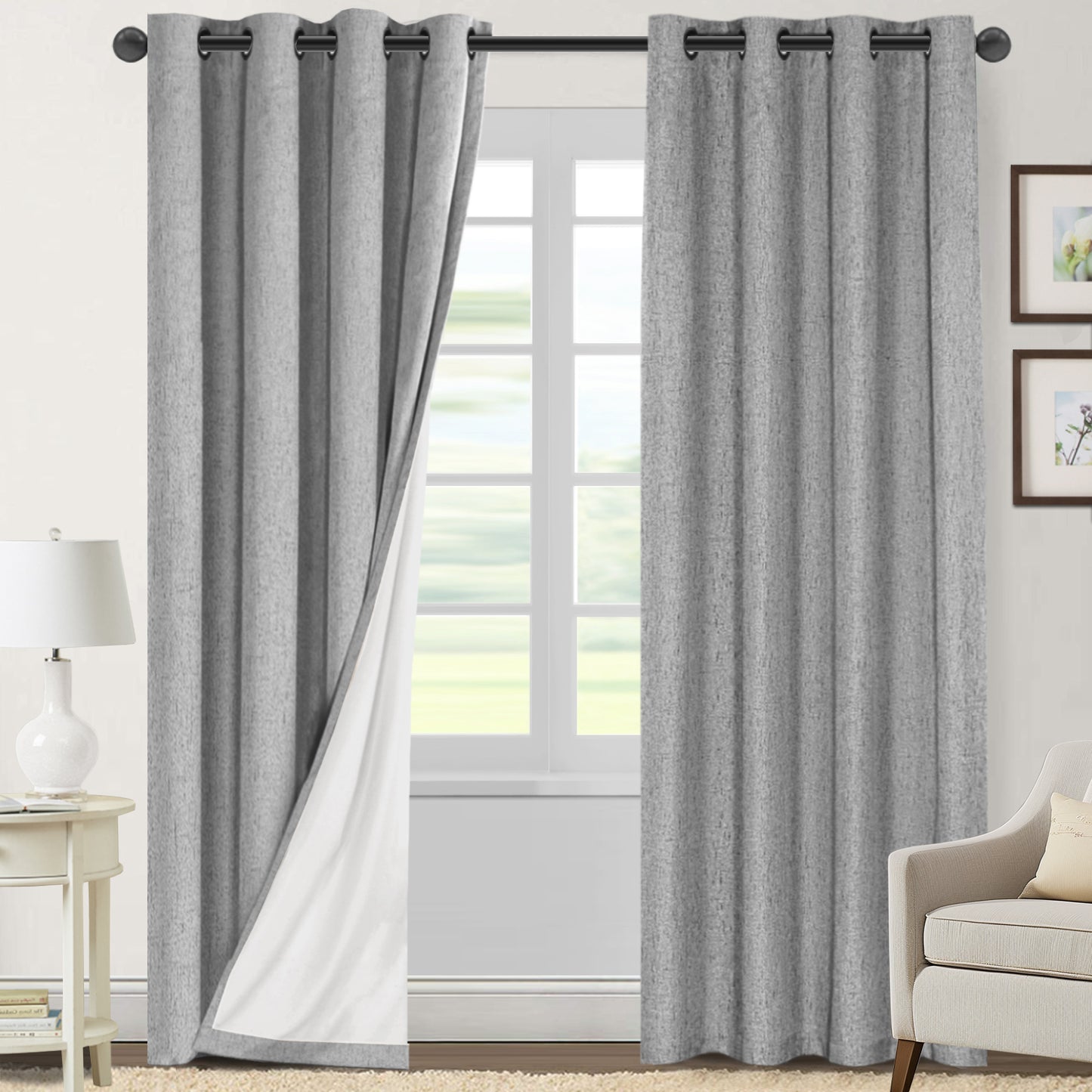100% Blackout Faux Linen Curtains