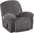 Recliner Chair Cover Velvet Plush 1-Piece Recliner Covers for Large Recliner, Soft Thick Luxury Velvet Furniture Protector with Elastic Bottom, Anti-Slip Foams Attached (Recliner, Grey)