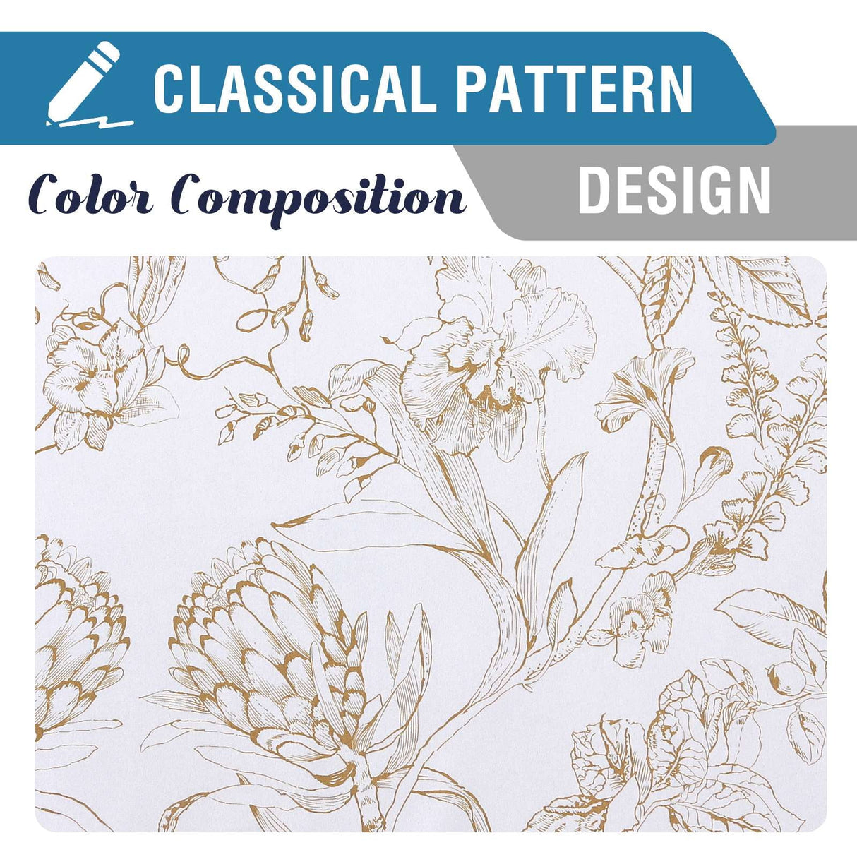 H.VERSAILTEX 100% Blackout Curtains Camellia Floral Printed Drapes Leah Floral Thermal Bedroom Curtains for Living room with Black Liner 2 Panels,52" x 108",Taupe