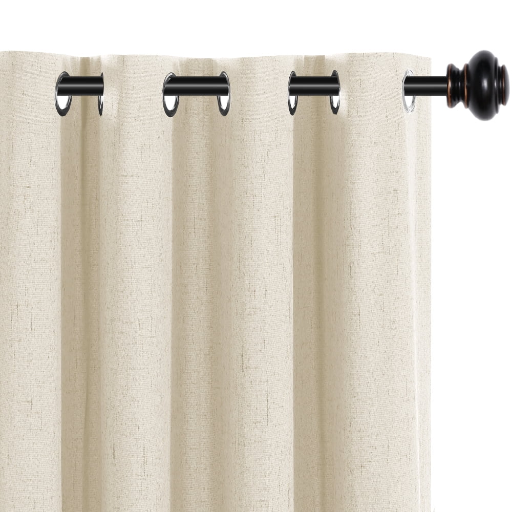 H.VERSAILTEX Natural Linen Blackout Curtains Set of 2 Panels, 100% Completely Blackout Curtains for Sliding Glass Door/Patio (52" x 96", Natural)