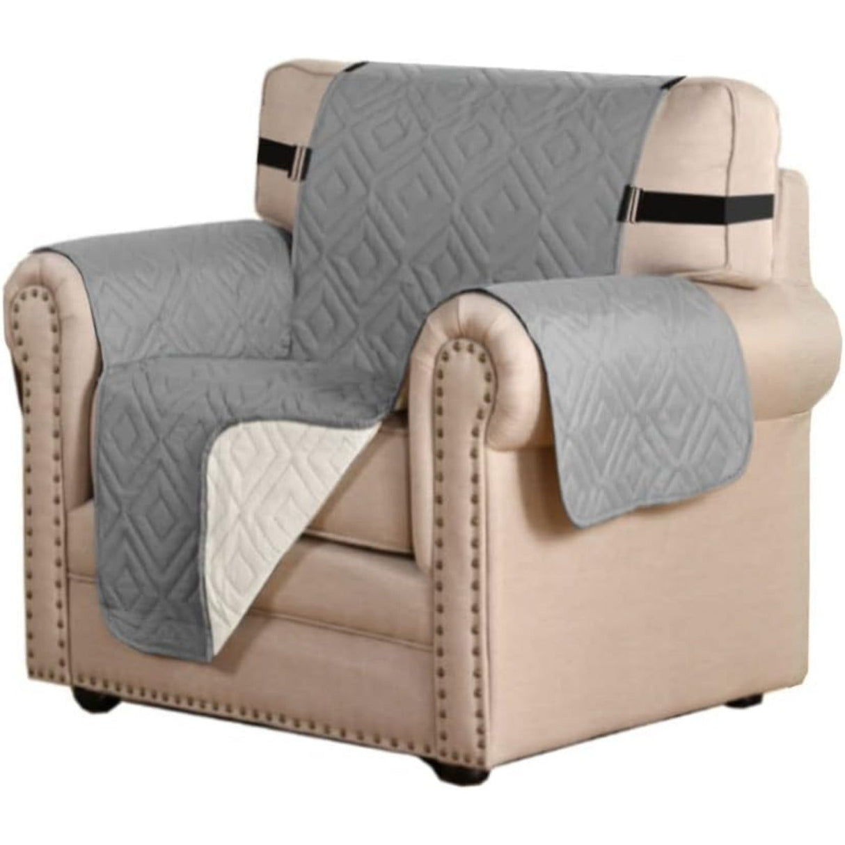 Reversible Furniture Protector Anti-Slip Water Resistant 2" Elastic Straps Couch Covers