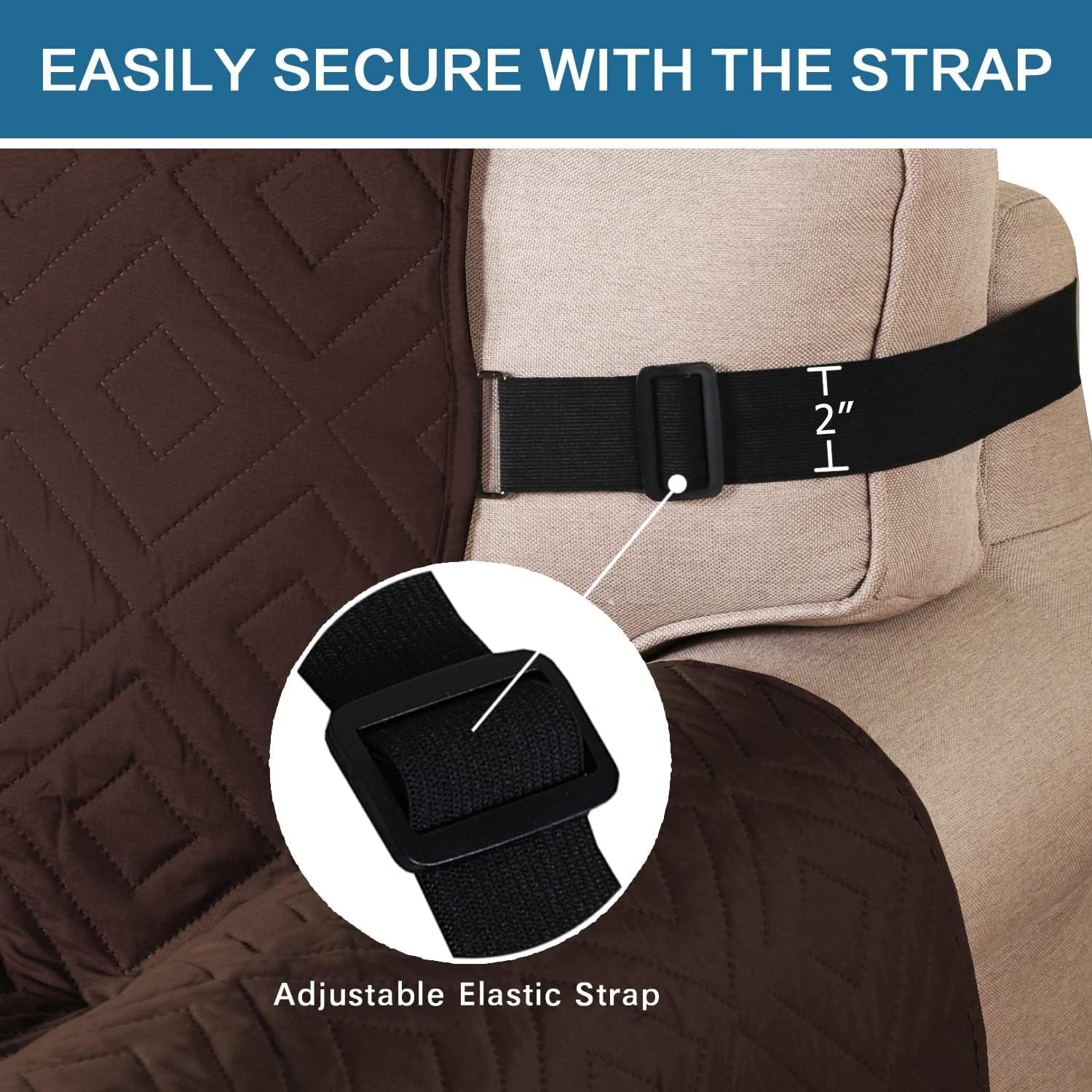 Reversible Furniture Protector Anti-Slip Water Resistant 2" Elastic Straps Couch Covers