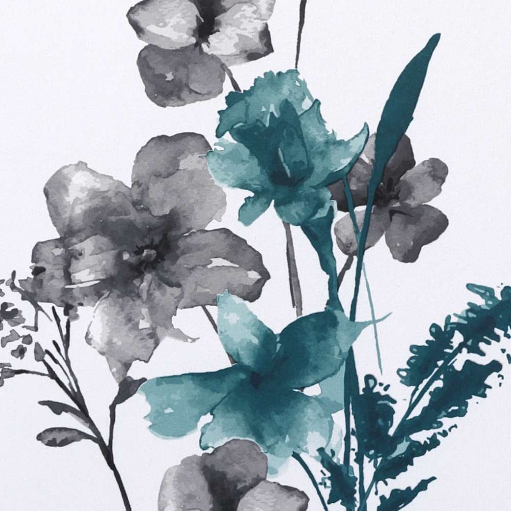 H.VERSAILTEX 100% Blackout Curtains Cattleya Floral Printed Drapes Leah Floral Thermal Bedroom Curtains for Living room with Black Liner 2 Panels,52" x 96",Grey/Teal