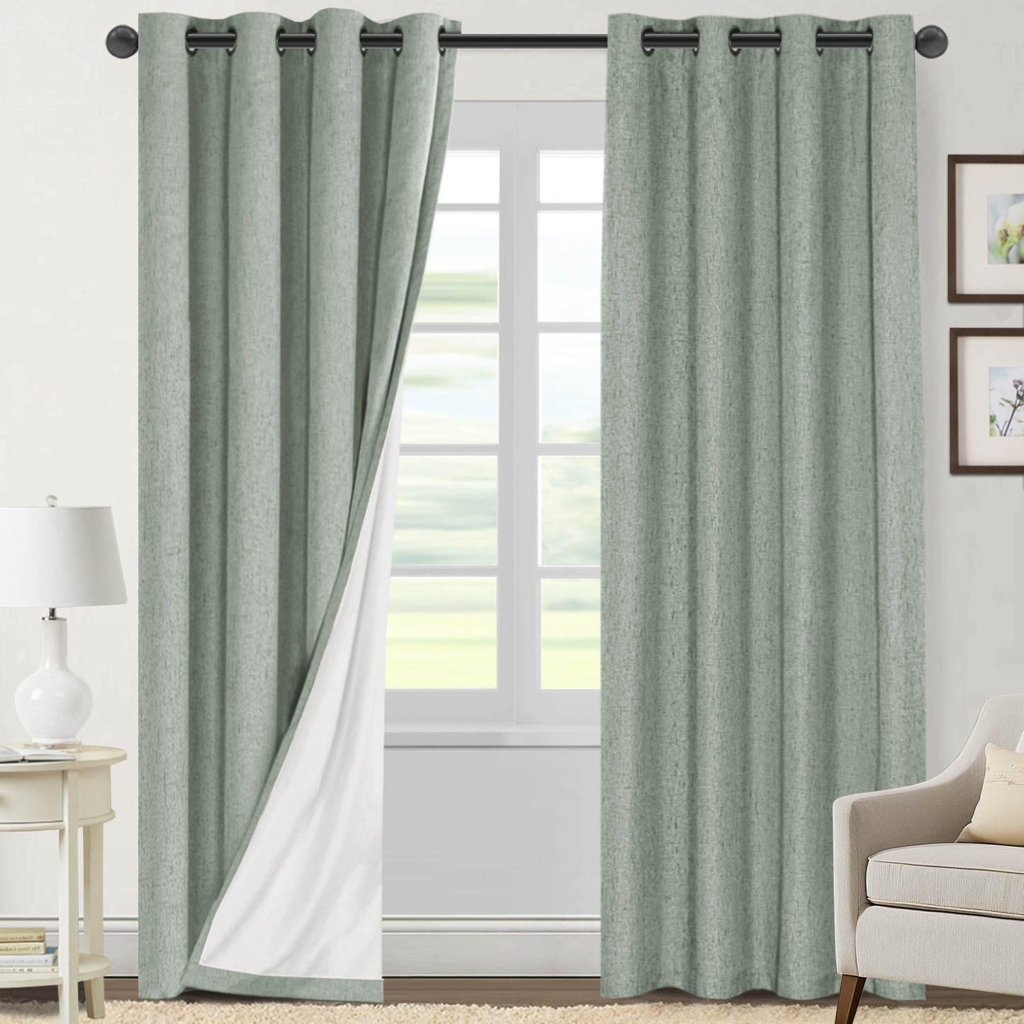 100% Blackout Faux Linen Curtains