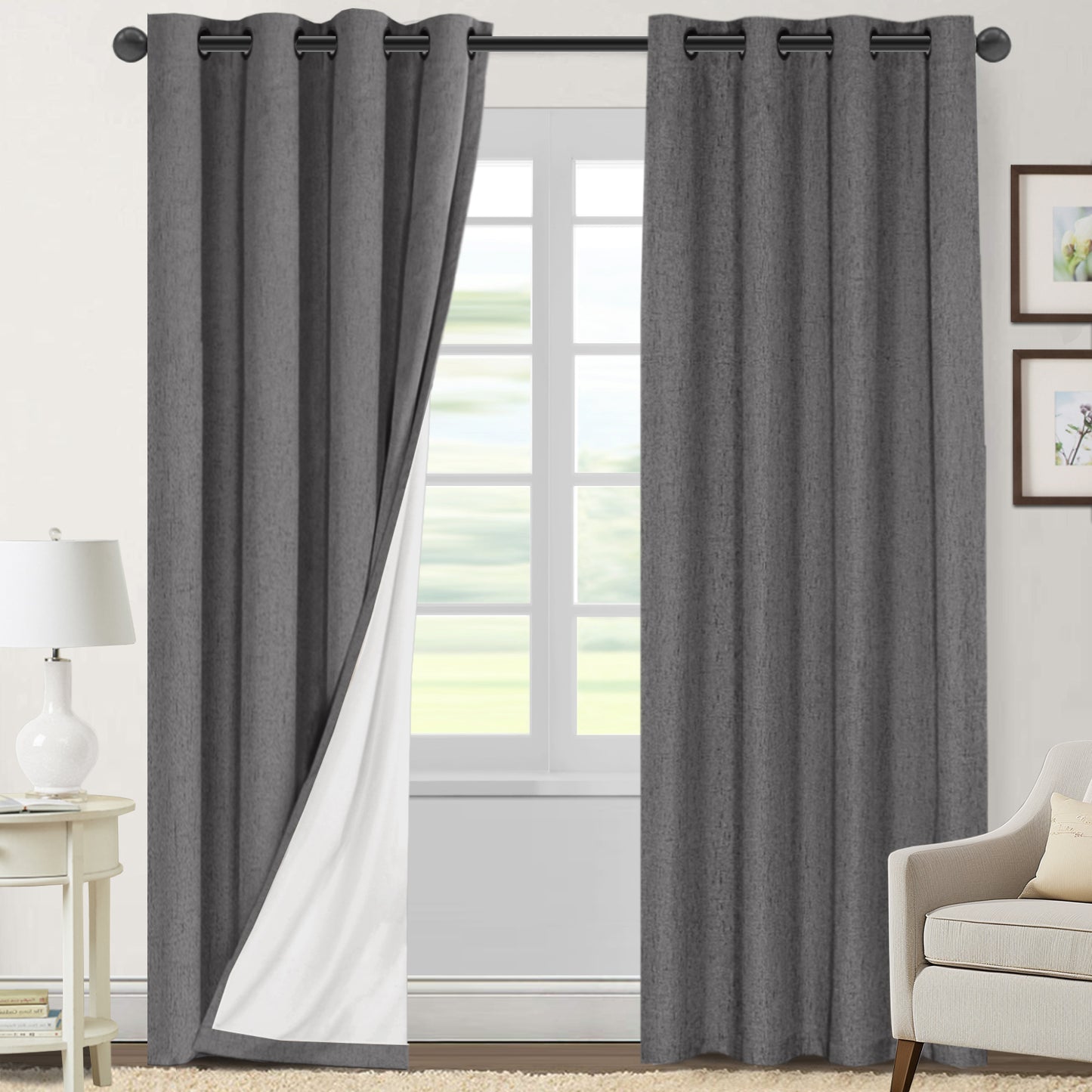 100% Blackout Faux Linen Curtains