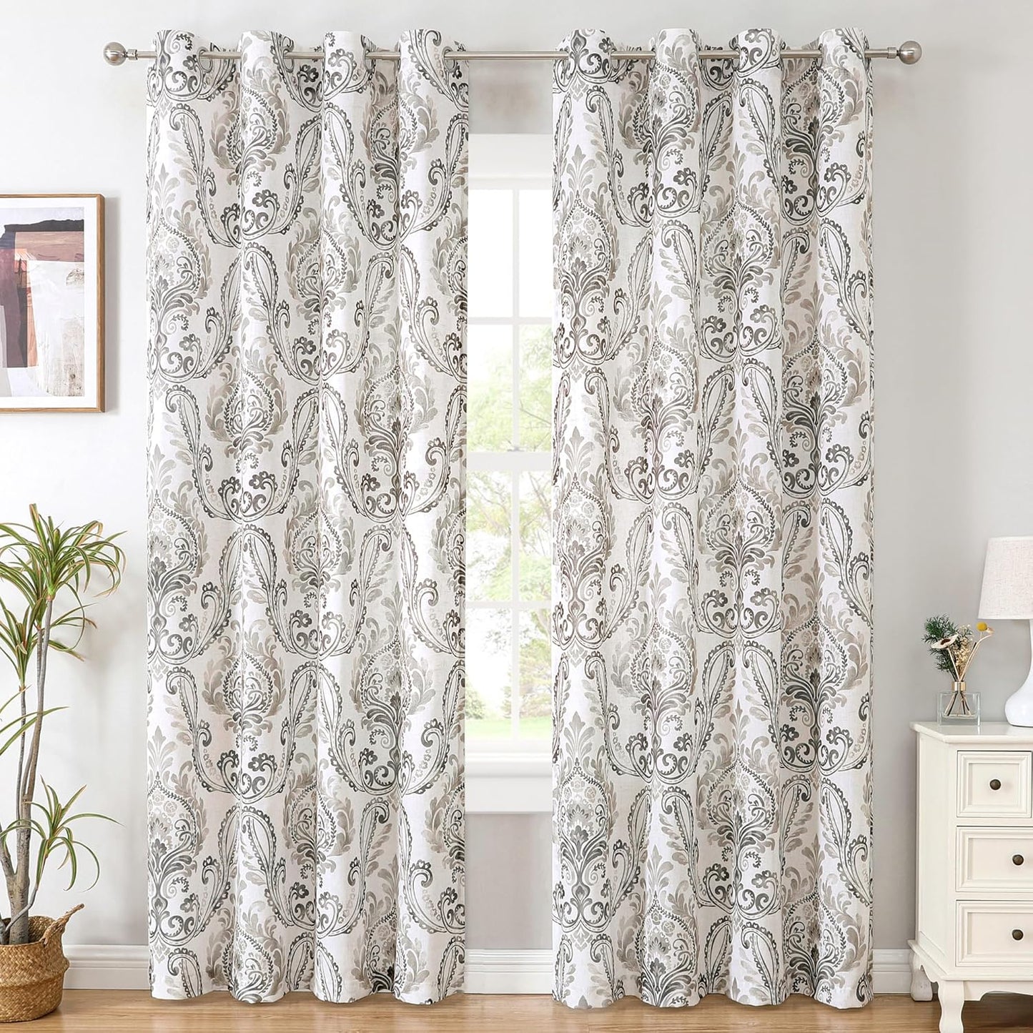 Printed Floral Linen Sheer Curtains