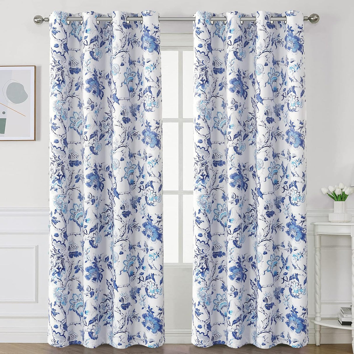 Black Back Printed Floral Curtain