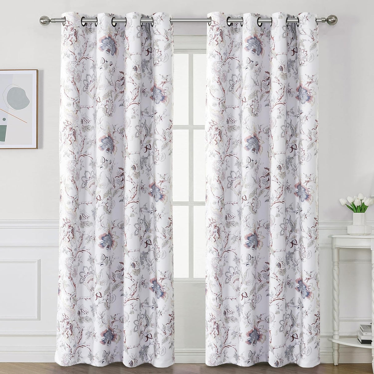 Black Back Printed Floral Curtain