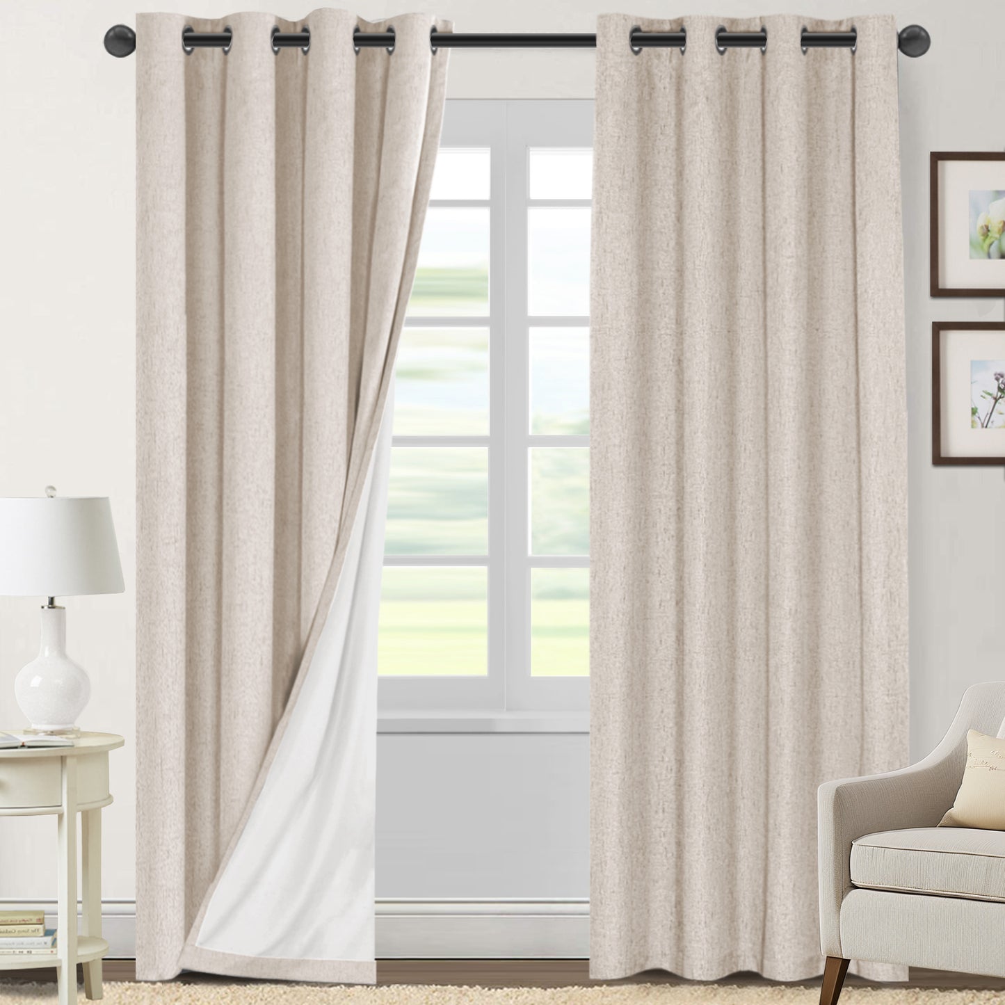 100% Blackout Faux Linen Curtains