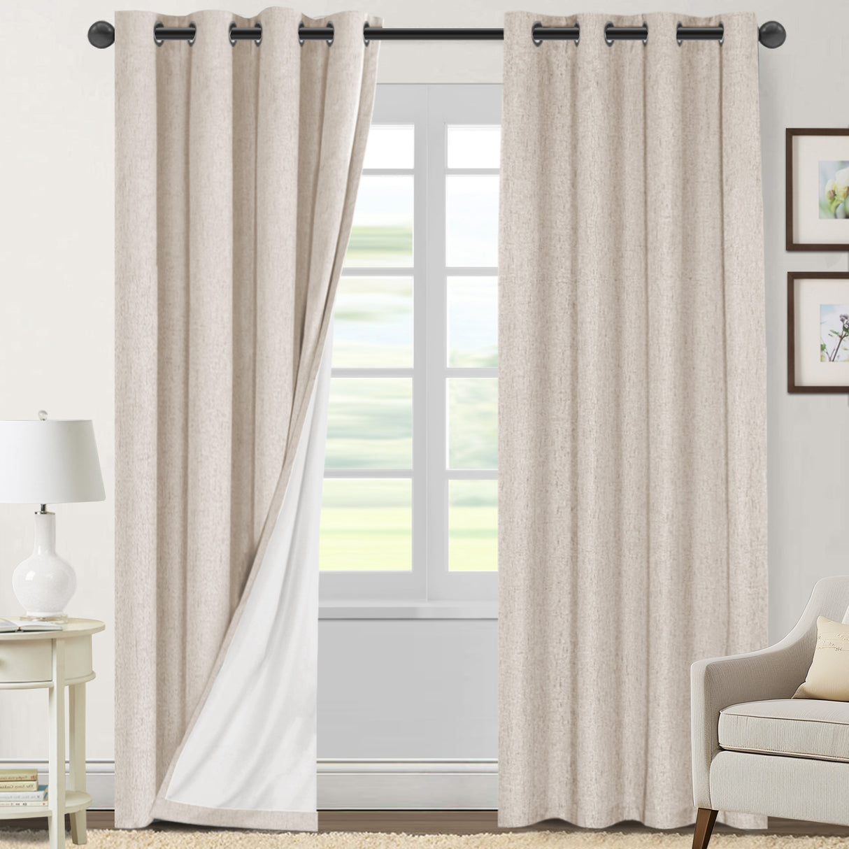 Tessalyn 100% Blackout Faux Linen Curtains