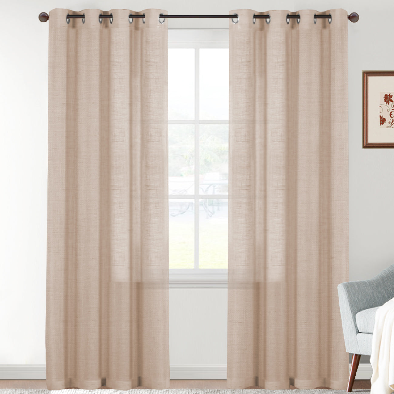 Faux Linen Light Filtering Curtains