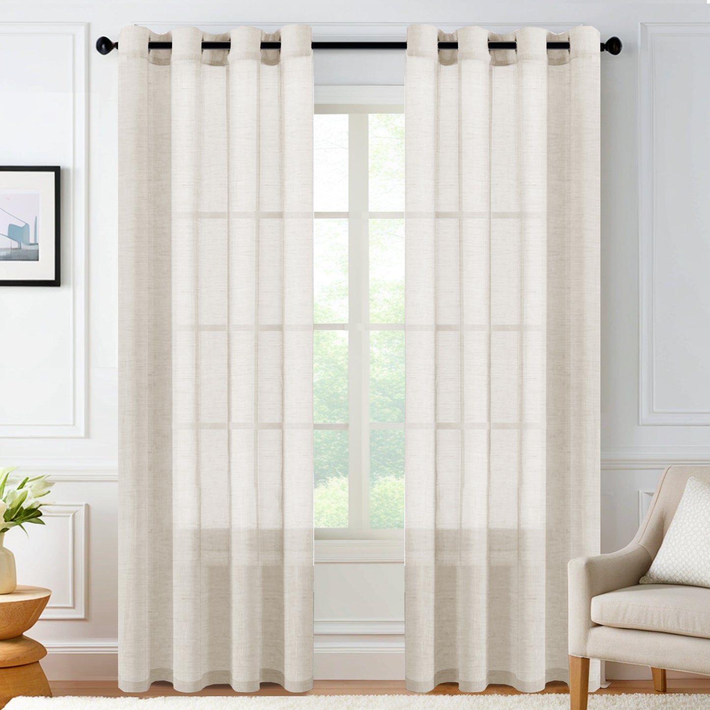Faux Linen Sheer curtain