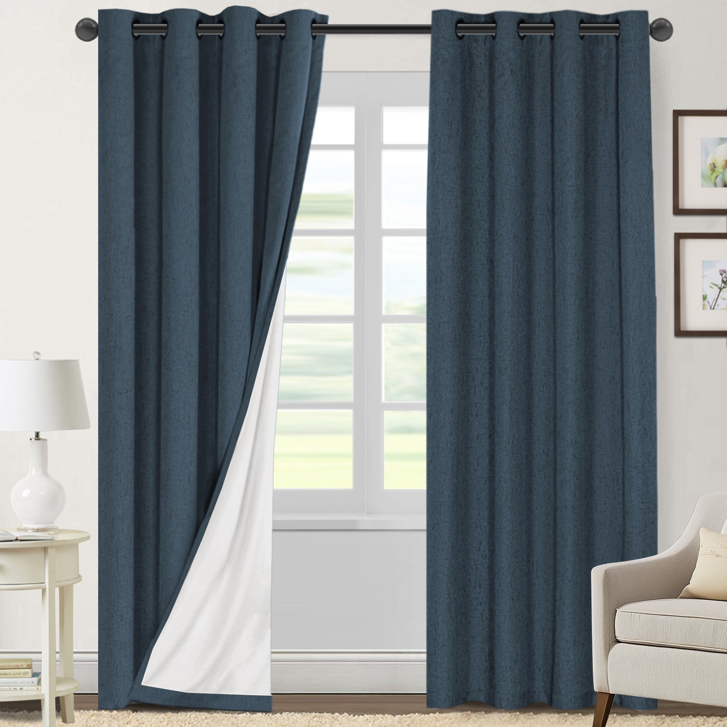 100% Blackout Faux Linen Curtains