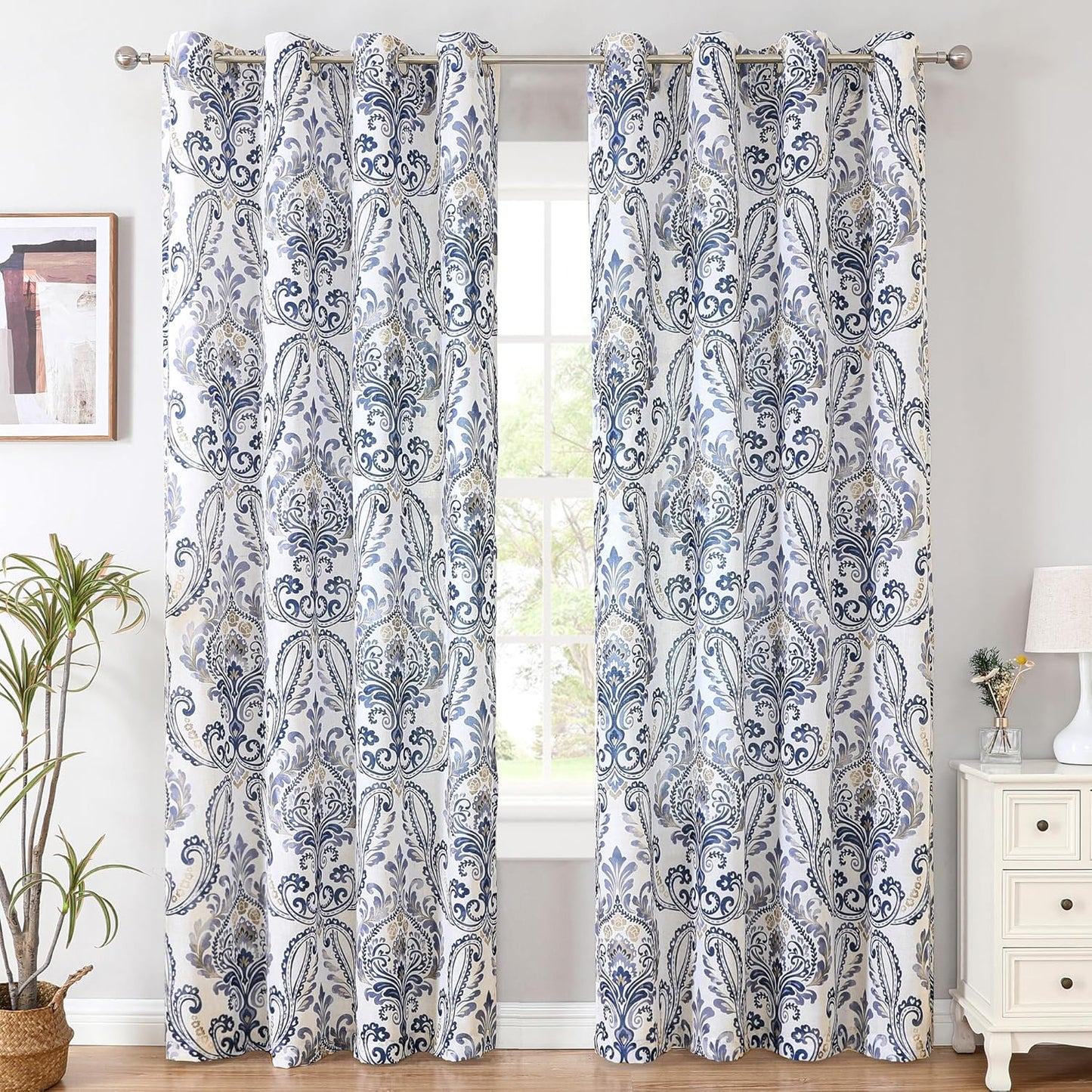 Printed Floral Linen Sheer Curtains