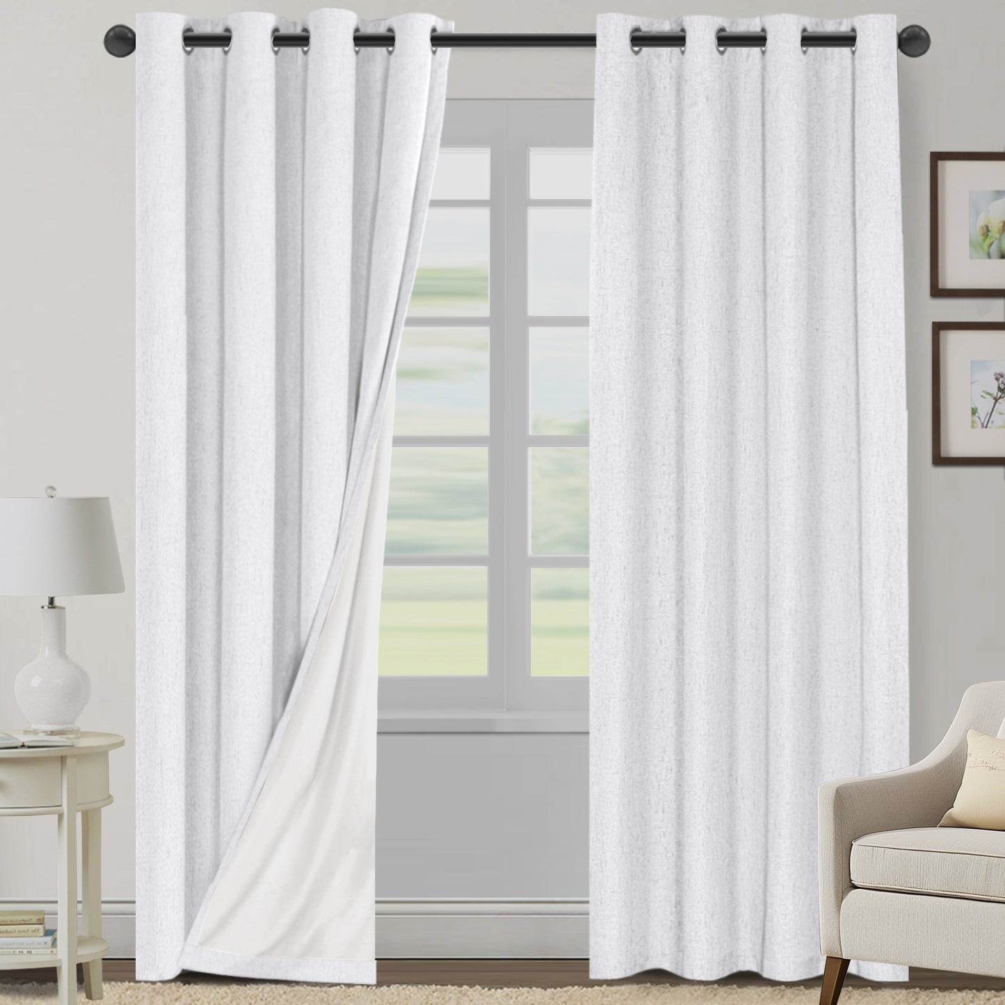 100% Blackout Faux Linen Curtains