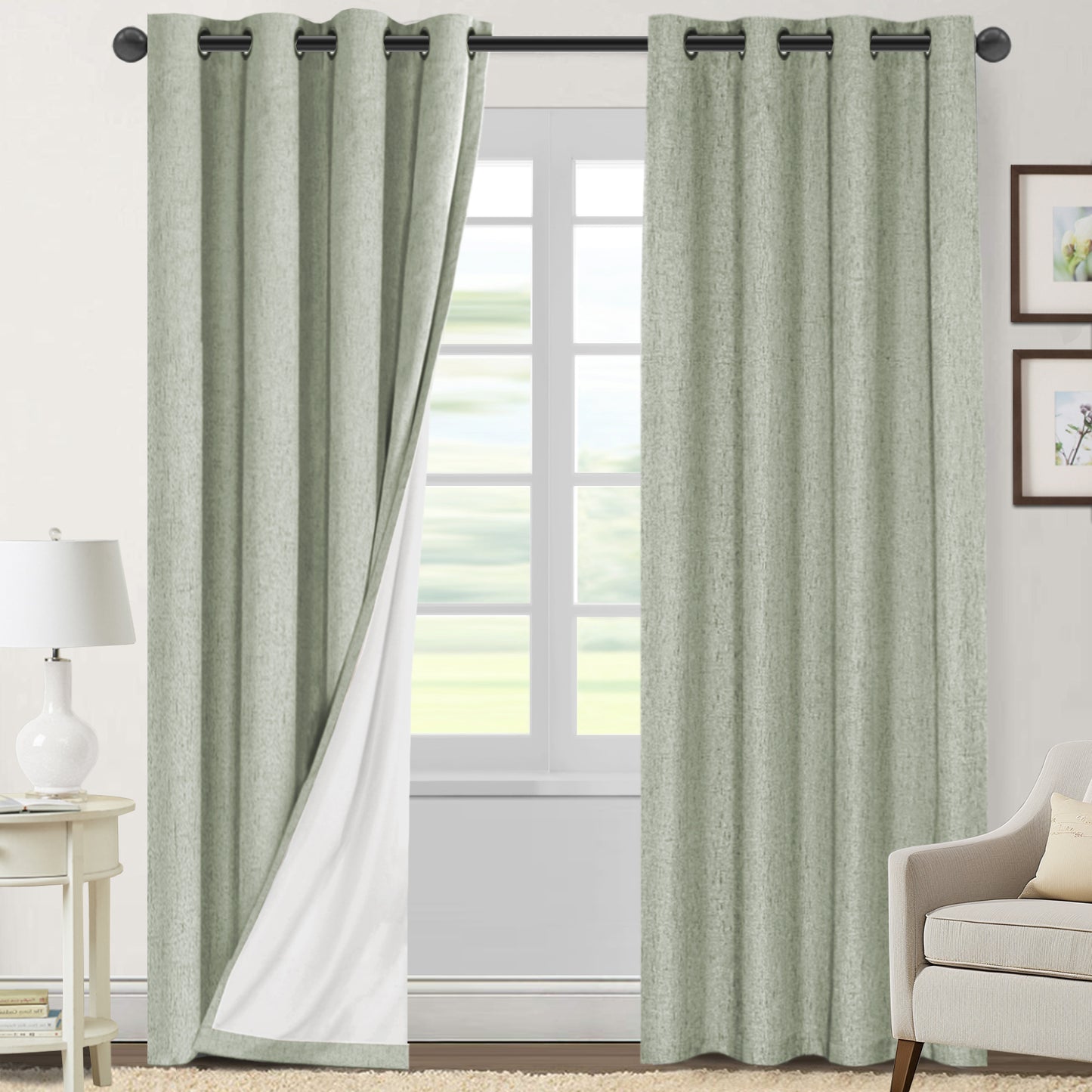 100% Blackout Faux Linen Curtains