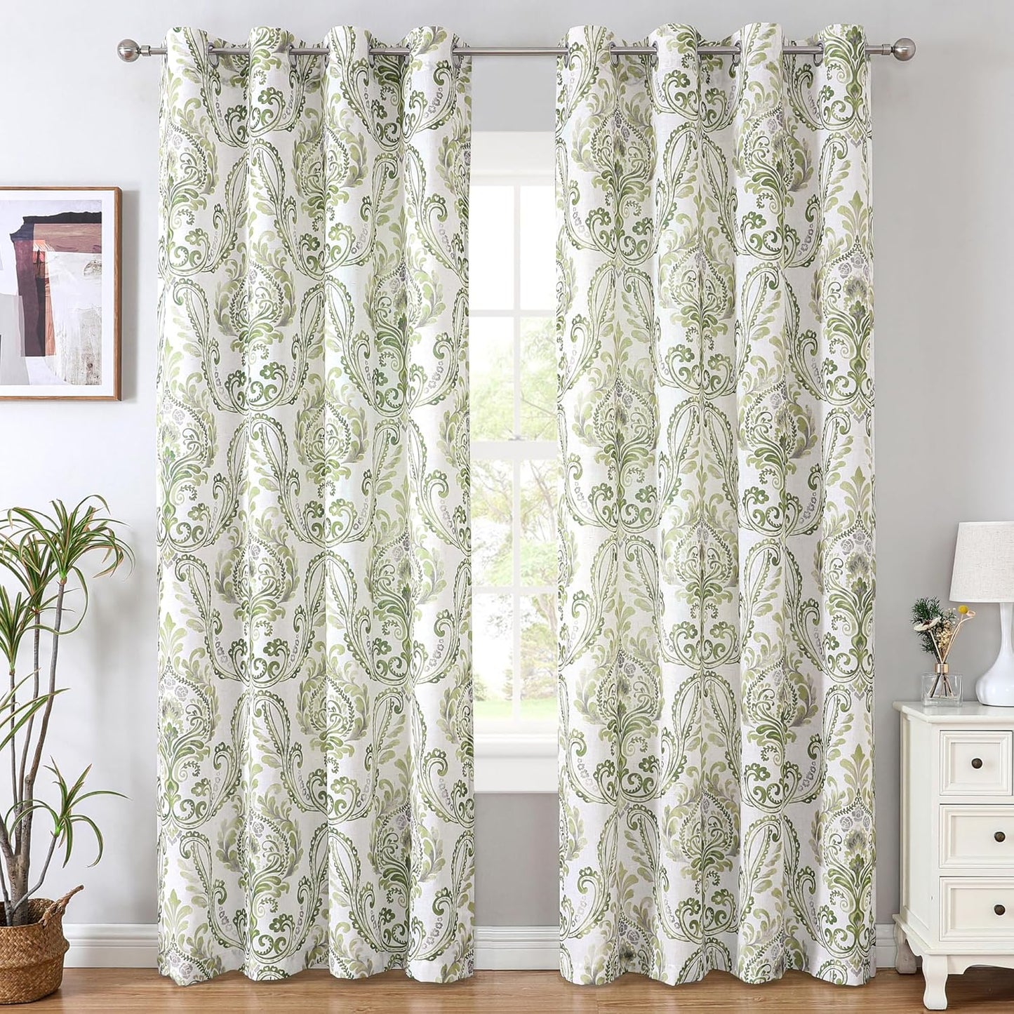 Printed Floral Linen Sheer Curtains