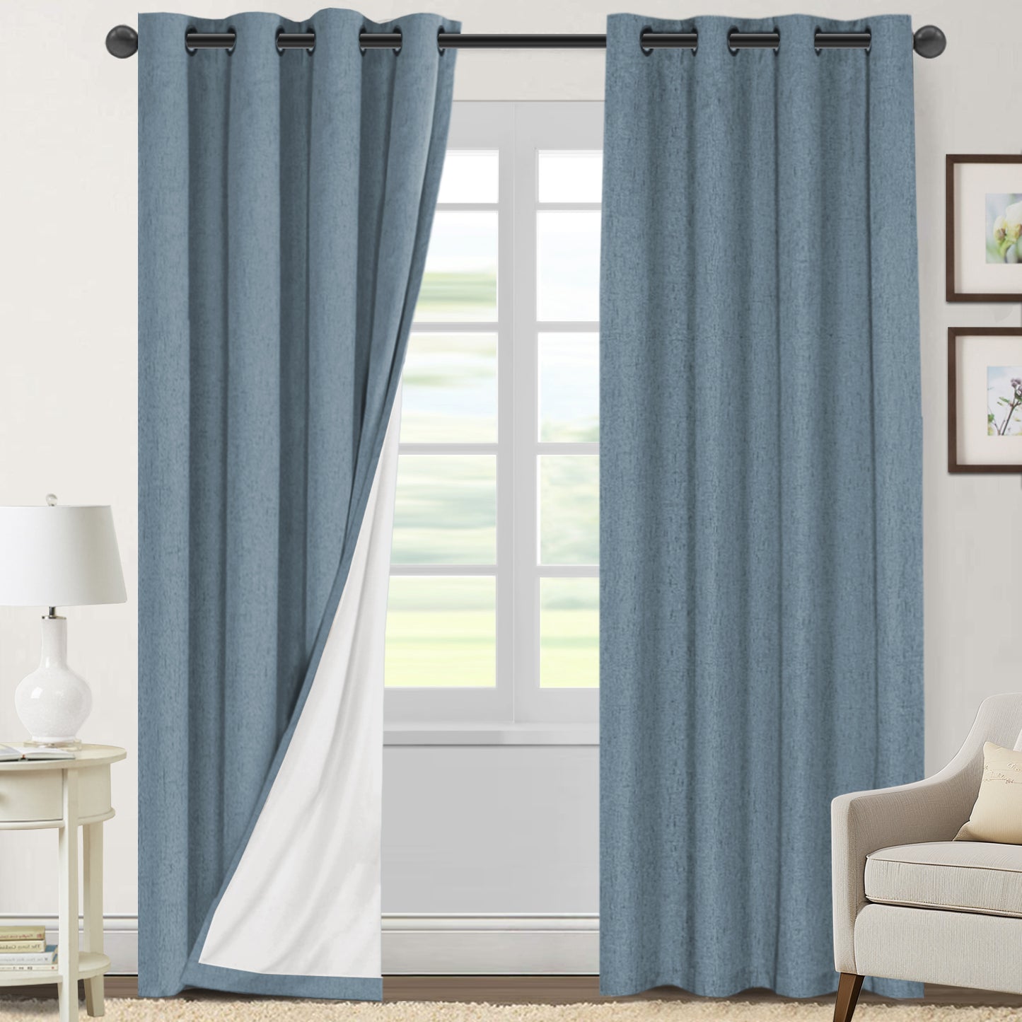 100% Blackout Faux Linen Curtains
