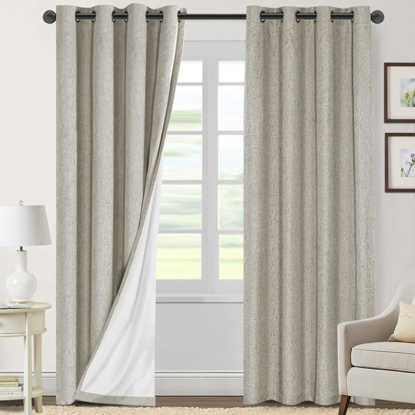 100% Blackout Faux Linen Curtains