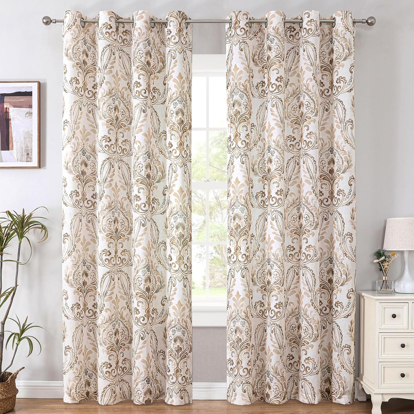 Printed Floral Linen Sheer Curtains