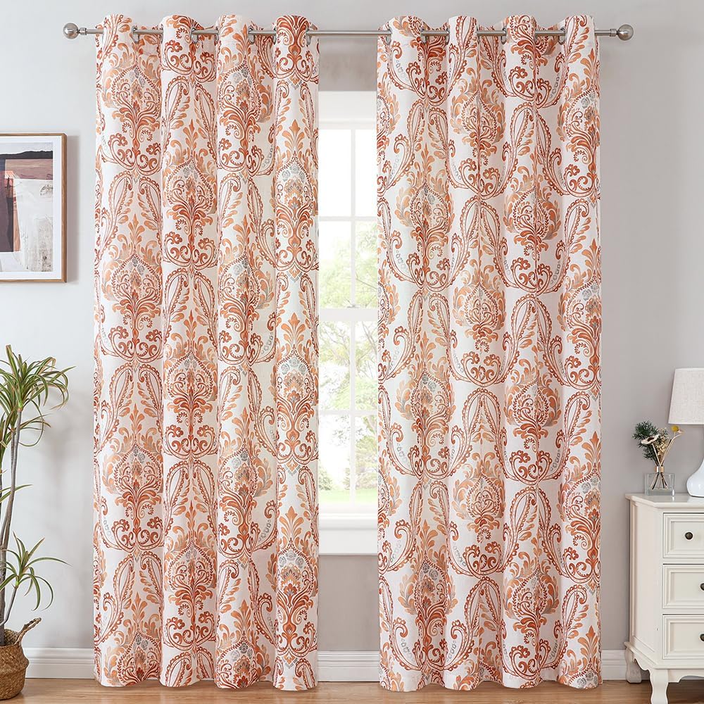 Printed Floral Linen Sheer Curtains