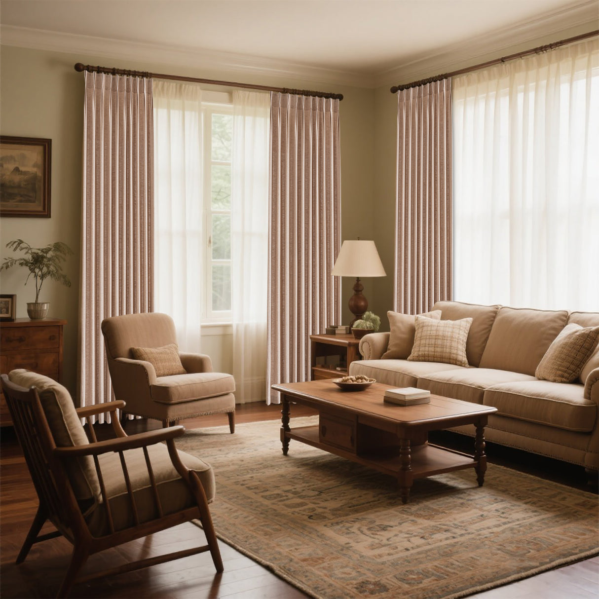 Aurevia Textured Linen Cotton Blend Curtain Pleated