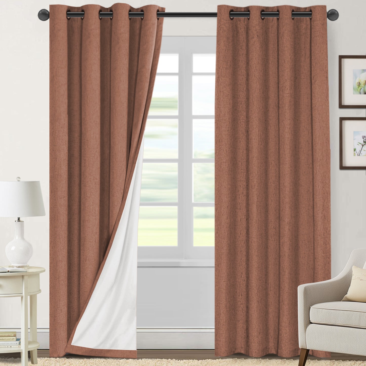 100% Blackout Faux Linen Curtains
