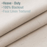 H.VERSAILTEX Natural Linen Blackout Curtains Set of 2 Panels, 100% Completely Blackout Curtains for Sliding Glass Door/Patio (52" x 96", Natural)