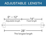 H.VERSAILTEX Classic Collection Contemporary Stainless Steel Square Adjustable Magnetic Curtain Rods, 16 - 28 in White