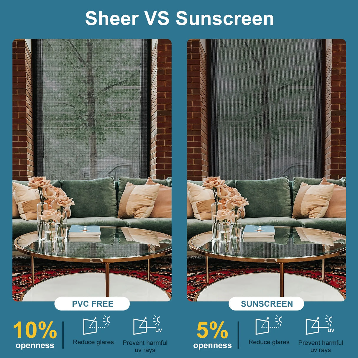 Motorized Light Filtering Solar Shades 1%/3%/5% Openness Aventus