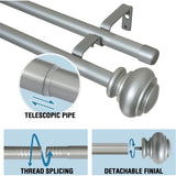 Double Curtain Rods for Windows Adjustable Decorative Telescoping Double Curtain Rod