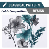 H.VERSAILTEX 100% Blackout Curtains Cattleya Floral Printed Drapes Leah Floral Thermal Bedroom Curtains for Living room with Black Liner 2 Panels,52" x 96",Grey/Teal