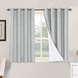 Linen Blackout Thermal Insulated  White Liner Grommet Top Curtains