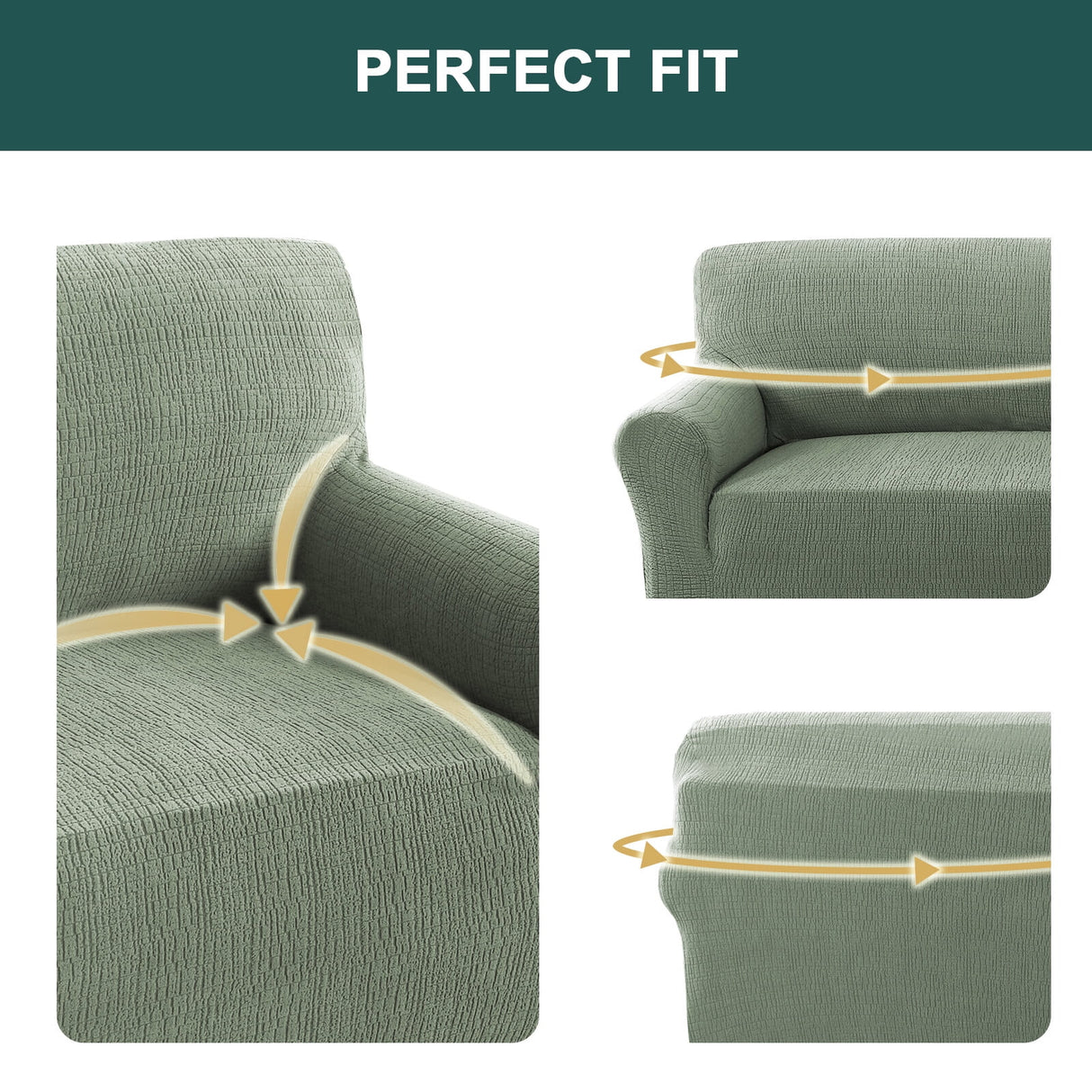 H.VERSAILTEX Premium Jacquard Stretch Sofa Cover with Waterproof Seat & Elastic Bottom Protection for Kids,Pets 1-Piece Furniture Protector Slipcover(Armchair,Sea Grass)