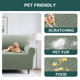 H.VERSAILTEX Premium Jacquard Stretch Sofa Cover with Waterproof Seat & Elastic Bottom Protection for Kids,Pets 1-Piece Furniture Protector Slipcover(Armchair,Sea Grass)