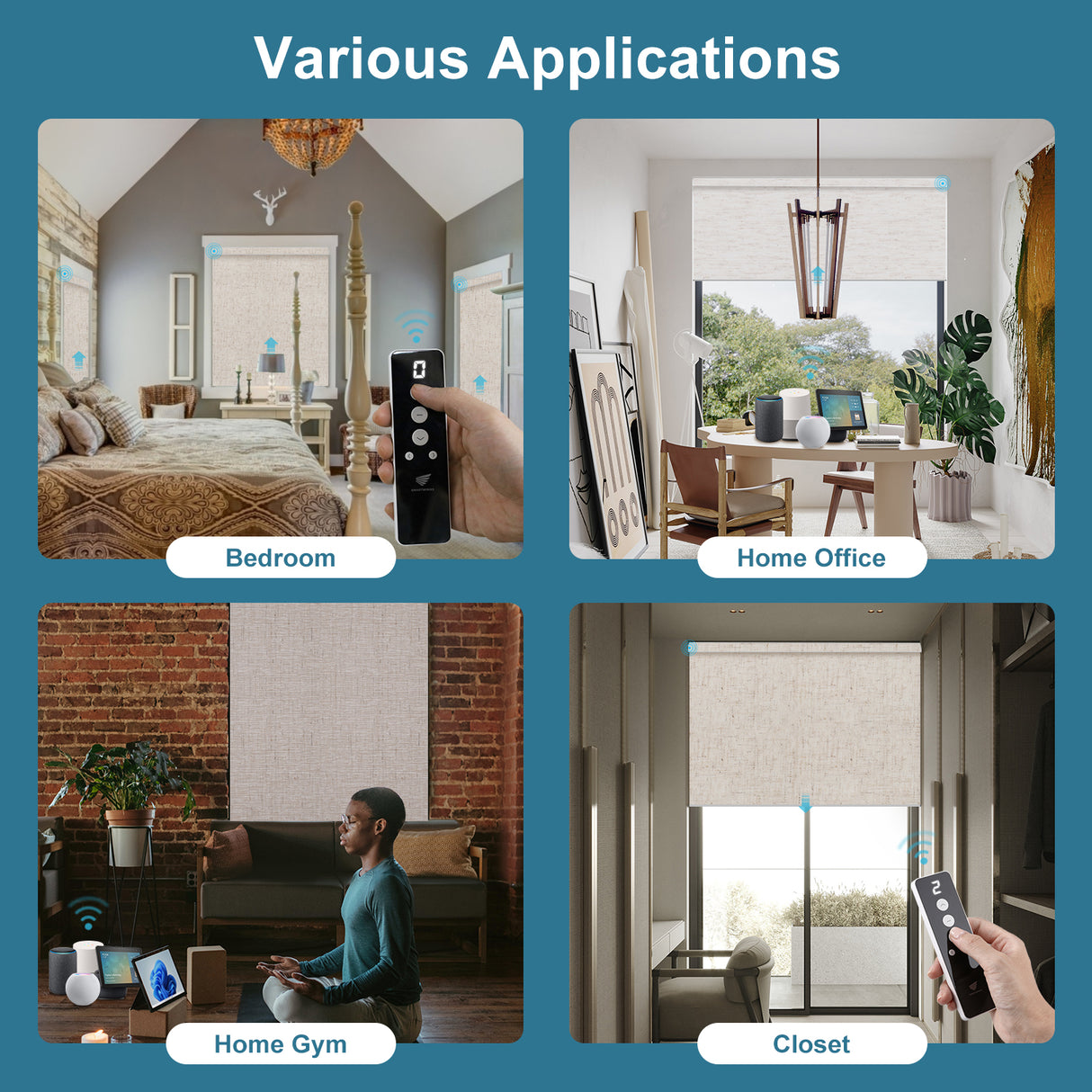 Motorized Roller Shades 100% Blackout Linen