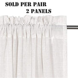 Natural Linen Blended Curtains Light Filtering Rod Pocket Sheer Curtains