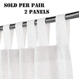 Linen Curtains Natural Linen Blended Tab Top Light Filtering Sheer Curtains