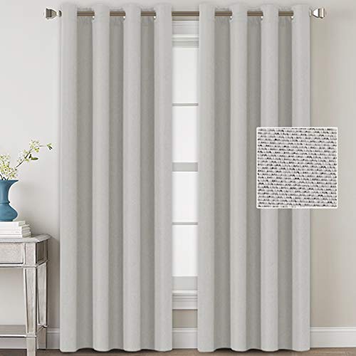 Linen Blackout Curtains Thermal Insulated Primitive Textured Grommet Curtains