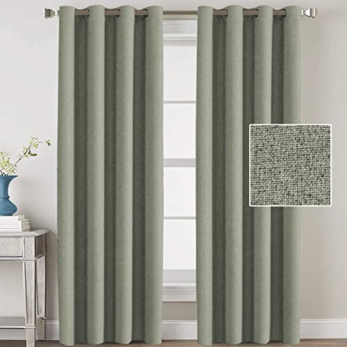 Linen Blackout Curtains Thermal Insulated Primitive Textured Grommet Curtains