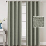 Linen Blackout Curtains Thermal Insulated Primitive Textured Grommet Curtains